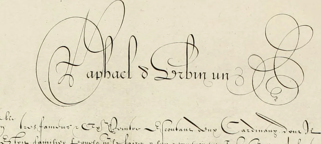An illustration from Gram[m]ato-graphices : jn qvo varia scripturae emblemata, belgicis, germanicis, italicis, hispanicis, gallicis, et latinis characterib[us] exarata : cum singulorum anatomicis fundamentis ad exacté pingedum perquàm utilia, oculis spectanda jmitandaq[ue], proponuntur, 1605, leaf 40