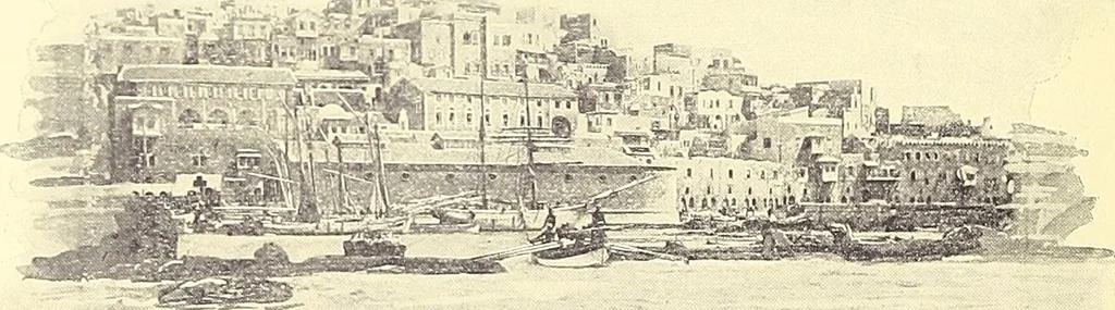 An illustration from Grand winter excursion to the Mediterranean, the Orient, and the Holy Land : including the Azores, Portugal, Spain, France, Italy, Sicily, Egypt, Palestine, Turkey, Greece, Malta, Tunis, and Algeria by the well-known fast twin-screw express steamship "La Touraine," 10,000 tons, 14,000 horse-power, length 540 feet, commander Santelli : sailing from New York, February 4th, 1896, and returning about April 5th, 1896, duration of round trip, two months, 1895, leaf 49