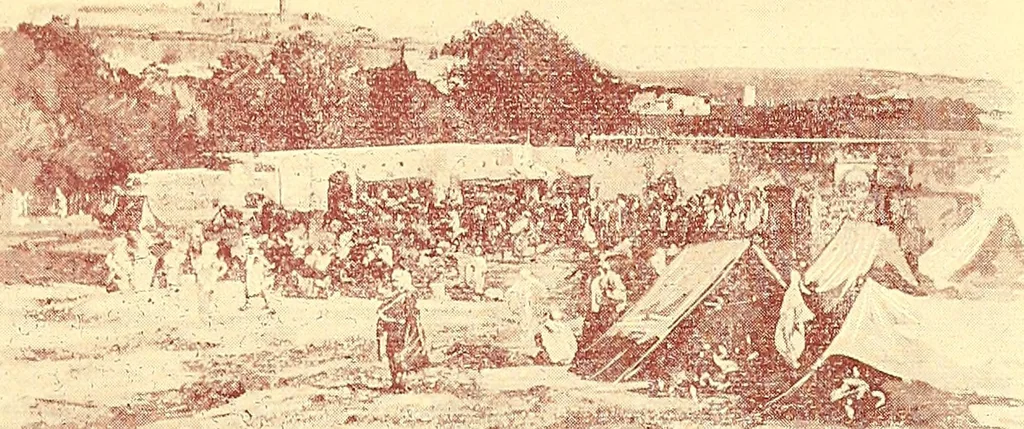 An illustration from Grand winter excursion to the Mediterranean, the Orient, and the Holy Land : including the Azores, Portugal, Spain, France, Italy, Sicily, Egypt, Palestine, Turkey, Greece, Malta, Tunis, and Algeria by the well-known fast twin-screw express steamship "La Touraine," 10,000 tons, 14,000 horse-power, length 540 feet, commander Santelli : sailing from New York, February 4th, 1896, and returning about April 5th, 1896, duration of round trip, two months, 1895, leaf 56