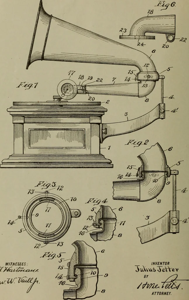 An illustration from [Graphophone patents], 1878, leaf 447