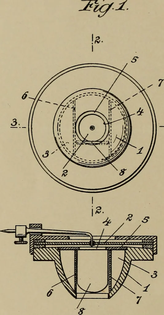 An illustration from [Graphophone patents], 1878, leaf 839