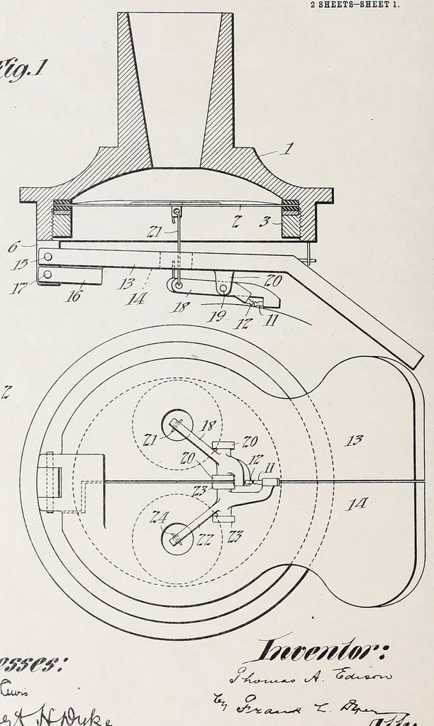 An illustration from [Graphophone patents], 1878, leaf 872