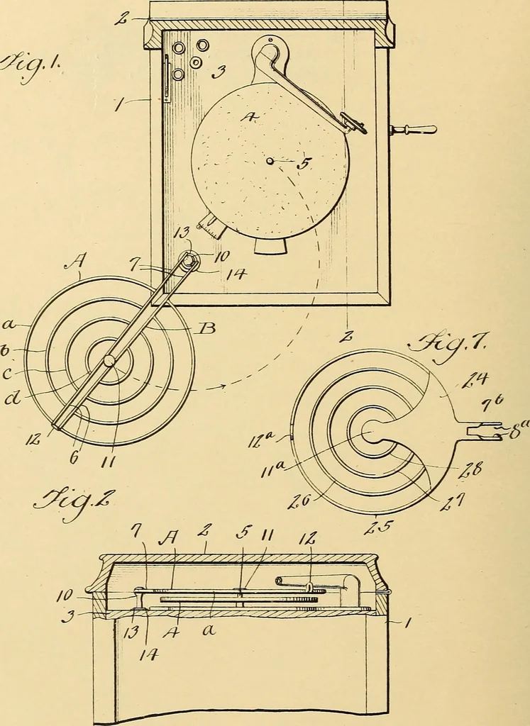 An illustration from [Graphophone patents], 1878, leaf 745