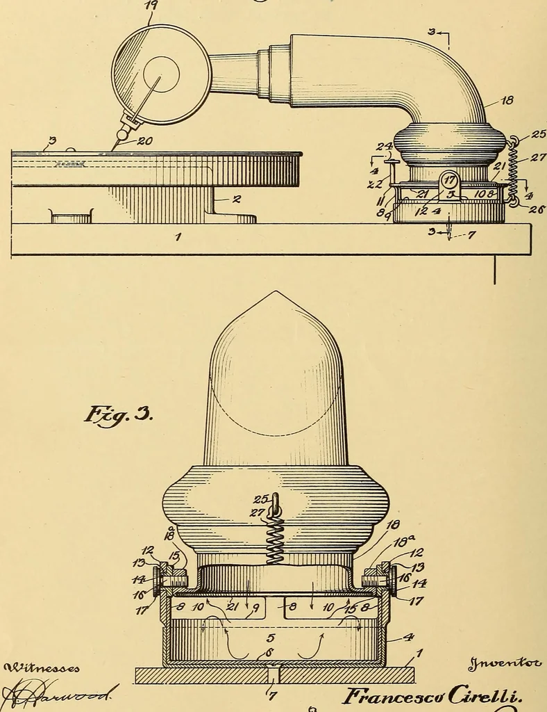 An illustration from [Graphophone patents], 1878, leaf 825