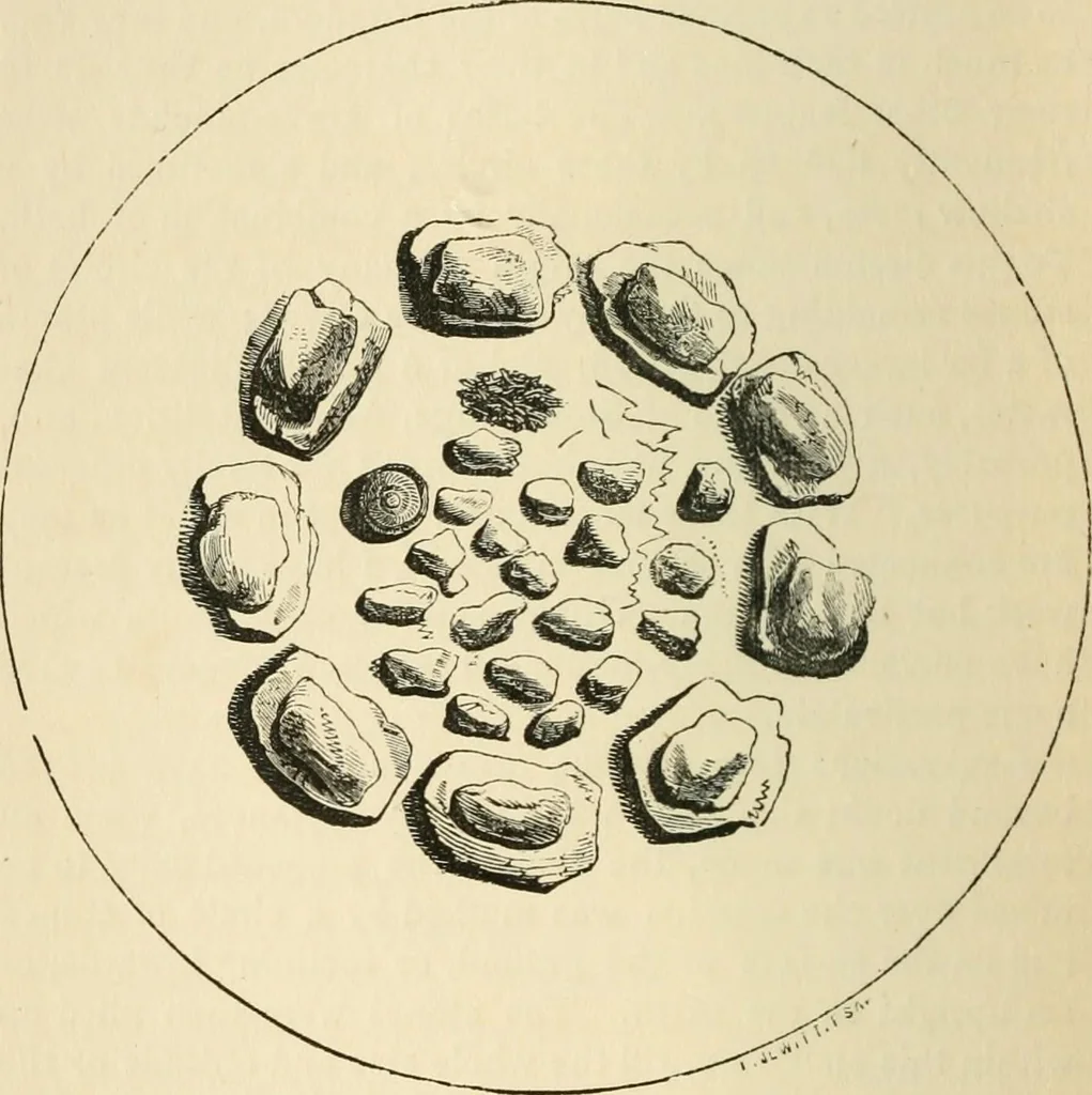 An illustration from Grave-mounds and their contents; a manual of archaeology, as exemplified in the burials of the Celtic, the Romano-British, and the Anglo-Saxon periods, 1870, leaf 102