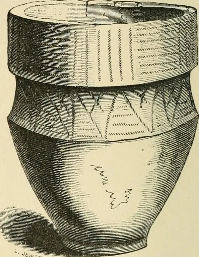 An illustration from Grave-mounds and their contents; a manual of archaeology, as exemplified in the burials of the Celtic, the Romano-British, and the Anglo-Saxon periods, 1870, leaf 118