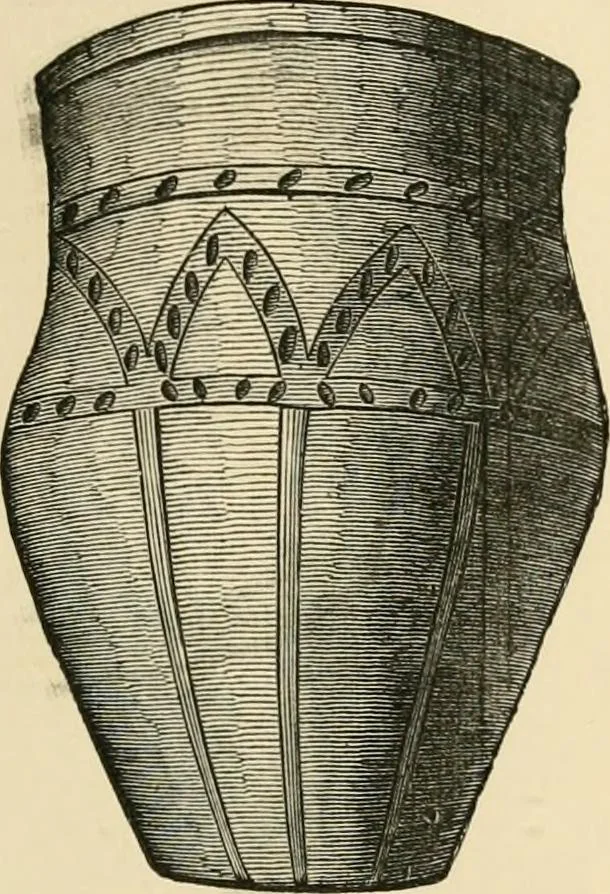 An illustration from Grave-mounds and their contents; a manual of archaeology, as exemplified in the burials of the Celtic, the Romano-British, and the Anglo-Saxon periods, 1870, leaf 121
