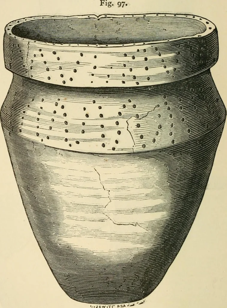 An illustration from Grave-mounds and their contents; a manual of archaeology, as exemplified in the burials of the Celtic, the Romano-British, and the Anglo-Saxon periods, 1870, leaf 124