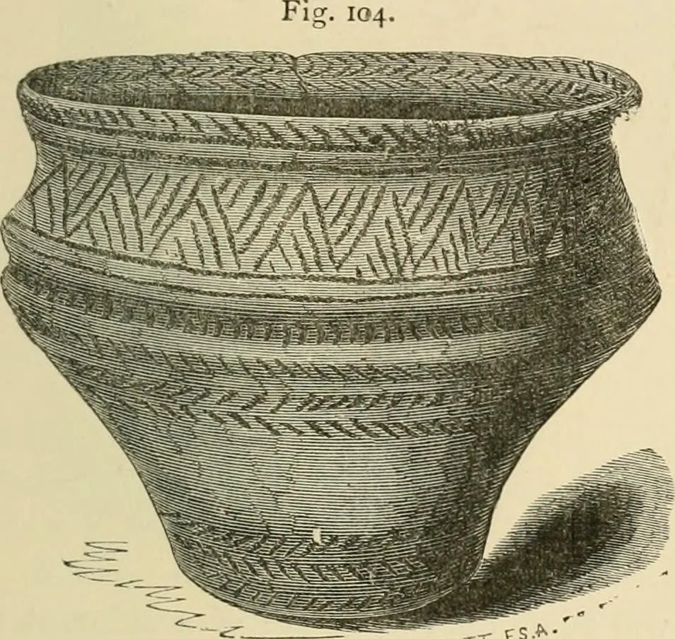 An illustration from Grave-mounds and their contents; a manual of archaeology, as exemplified in the burials of the Celtic, the Romano-British, and the Anglo-Saxon periods, 1870, leaf 129