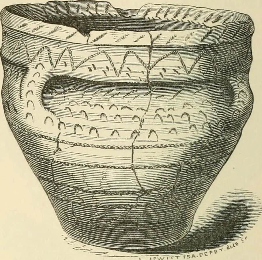An illustration from Grave-mounds and their contents; a manual of archaeology, as exemplified in the burials of the Celtic, the Romano-British, and the Anglo-Saxon periods, 1870, leaf 130