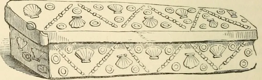 An illustration from Grave-mounds and their contents; a manual of archaeology, as exemplified in the burials of the Celtic, the Romano-British, and the Anglo-Saxon periods, 1870, leaf 174
