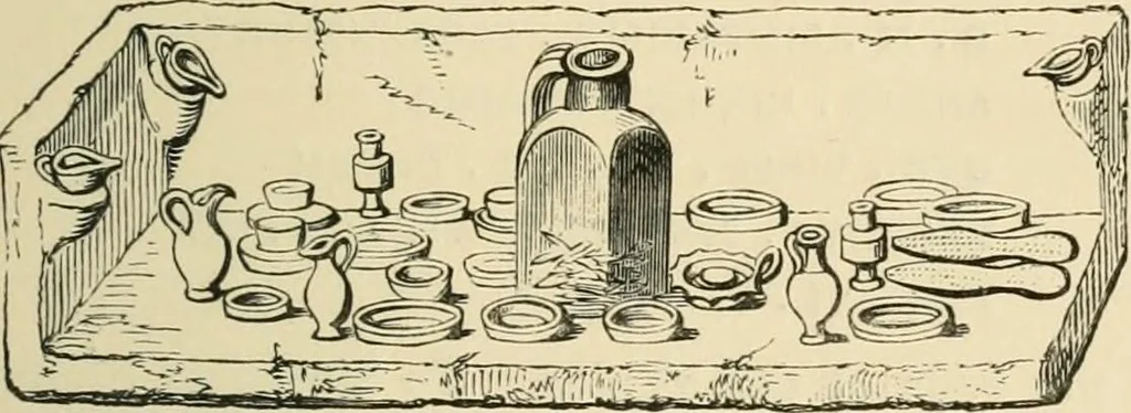 An illustration from Grave-mounds and their contents; a manual of archaeology, as exemplified in the burials of the Celtic, the Romano-British, and the Anglo-Saxon periods, 1870, leaf 177