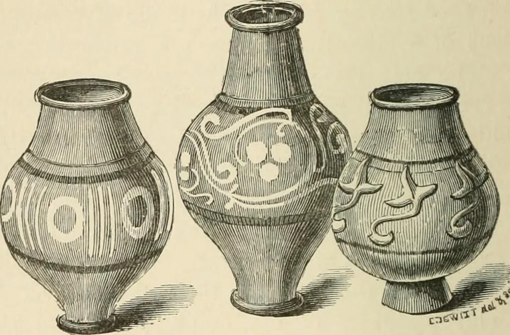 An illustration from Grave-mounds and their contents; a manual of archaeology, as exemplified in the burials of the Celtic, the Romano-British, and the Anglo-Saxon periods, 1870, leaf 184