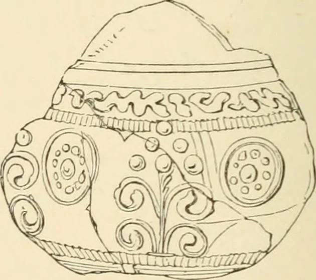 An illustration from Grave-mounds and their contents; a manual of archaeology, as exemplified in the burials of the Celtic, the Romano-British, and the Anglo-Saxon periods, 1870, leaf 186
