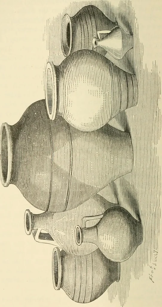 An illustration from Grave-mounds and their contents; a manual of archaeology, as exemplified in the burials of the Celtic, the Romano-British, and the Anglo-Saxon periods, 1870, leaf 196
