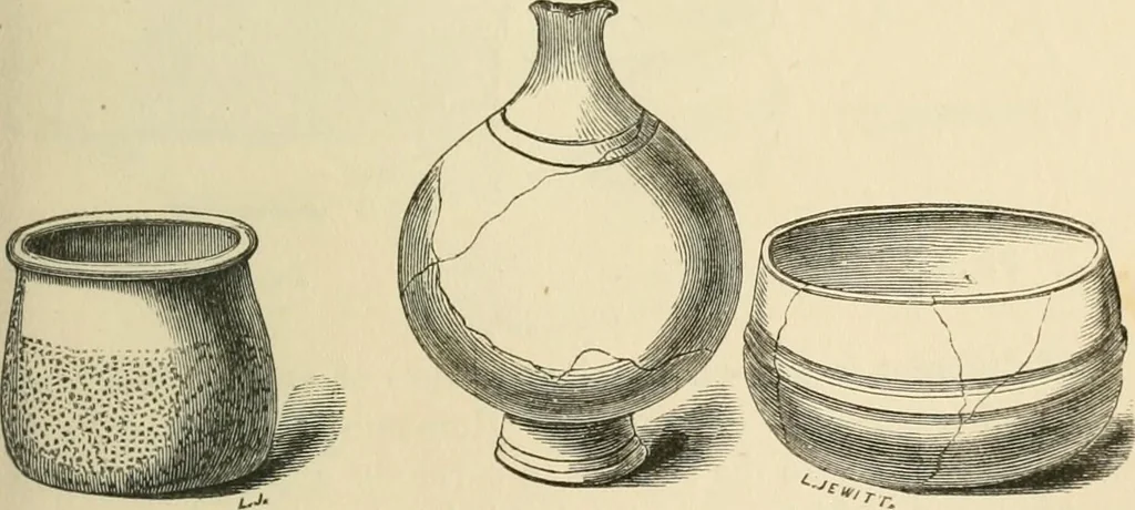 An illustration from Grave-mounds and their contents; a manual of archaeology, as exemplified in the burials of the Celtic, the Romano-British, and the Anglo-Saxon periods, 1870, leaf 203