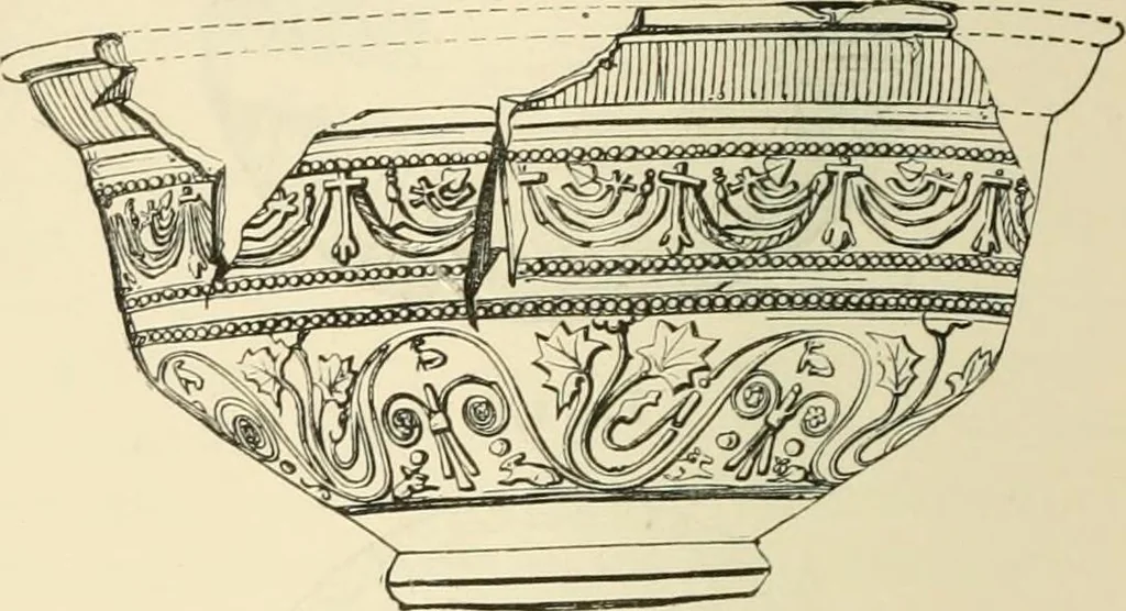 An illustration from Grave-mounds and their contents; a manual of archaeology, as exemplified in the burials of the Celtic, the Romano-British, and the Anglo-Saxon periods, 1870, leaf 210