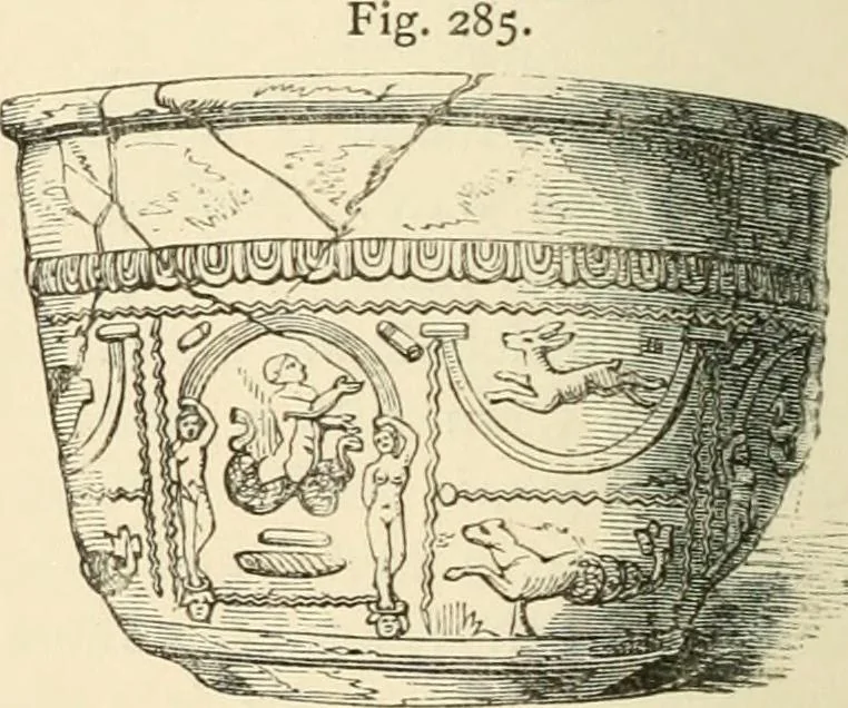 An illustration from Grave-mounds and their contents; a manual of archaeology, as exemplified in the burials of the Celtic, the Romano-British, and the Anglo-Saxon periods, 1870, leaf 212