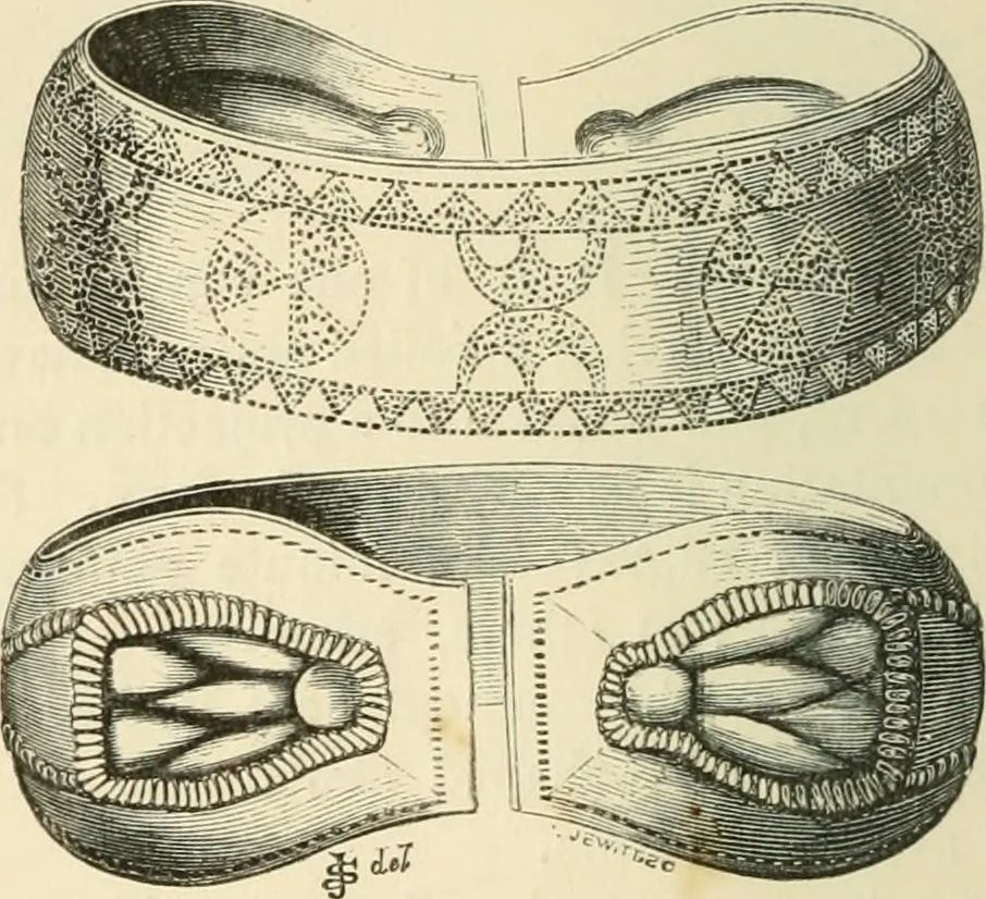 An illustration from Grave-mounds and their contents; a manual of archaeology, as exemplified in the burials of the Celtic, the Romano-British, and the Anglo-Saxon periods, 1870, leaf 226