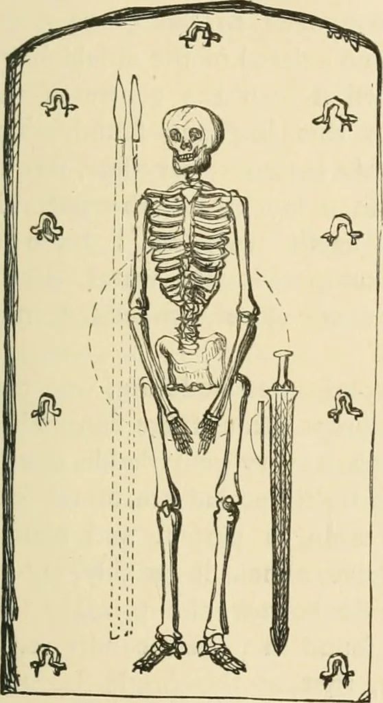 An illustration from Grave-mounds and their contents; a manual of archaeology, as exemplified in the burials of the Celtic, the Romano-British, and the Anglo-Saxon periods, 1870, leaf 239
