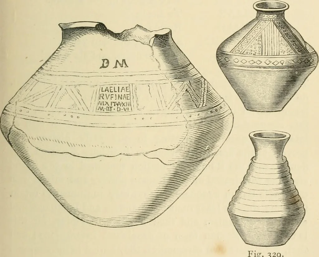 An illustration from Grave-mounds and their contents; a manual of archaeology, as exemplified in the burials of the Celtic, the Romano-British, and the Anglo-Saxon periods, 1870, leaf 247