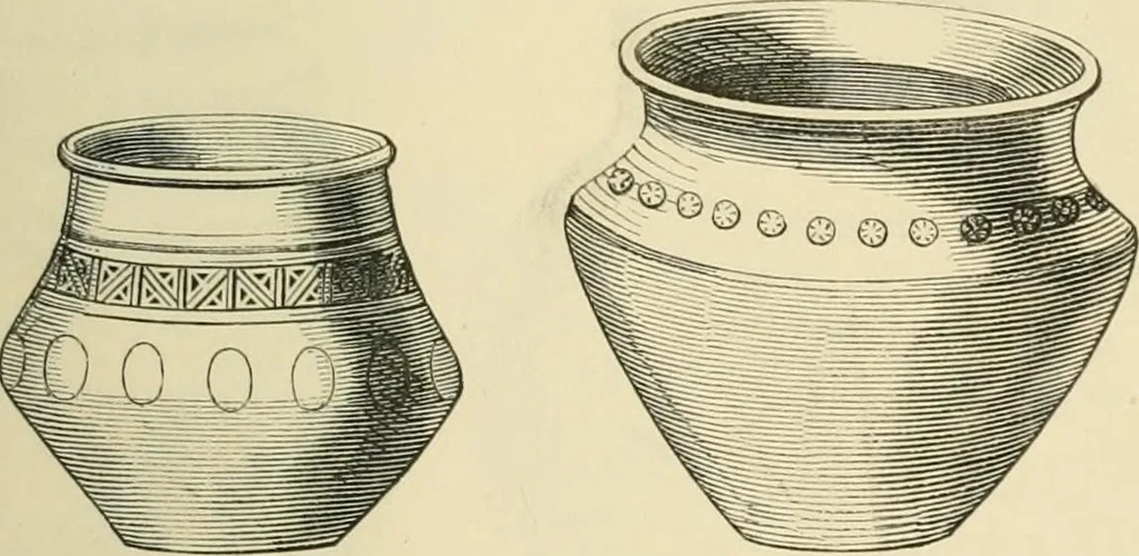 An illustration from Grave-mounds and their contents; a manual of archaeology, as exemplified in the burials of the Celtic, the Romano-British, and the Anglo-Saxon periods, 1870, leaf 251