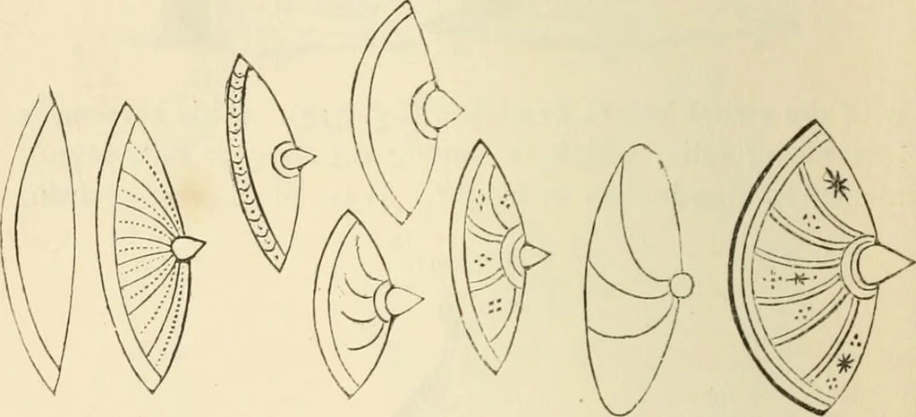 An illustration from Grave-mounds and their contents; a manual of archaeology, as exemplified in the burials of the Celtic, the Romano-British, and the Anglo-Saxon periods, 1870, leaf 278