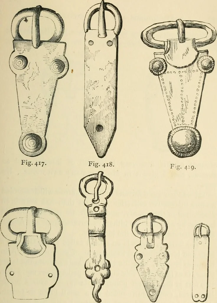 An illustration from Grave-mounds and their contents; a manual of archaeology, as exemplified in the burials of the Celtic, the Romano-British, and the Anglo-Saxon periods, 1870, leaf 279