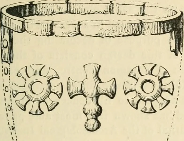 An illustration from Grave-mounds and their contents; a manual of archaeology, as exemplified in the burials of the Celtic, the Romano-British, and the Anglo-Saxon periods, 1870, leaf 281