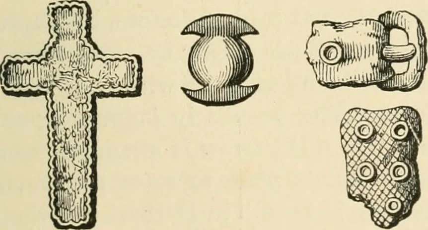 An illustration from Grave-mounds and their contents; a manual of archaeology, as exemplified in the burials of the Celtic, the Romano-British, and the Anglo-Saxon periods, 1870, leaf 283