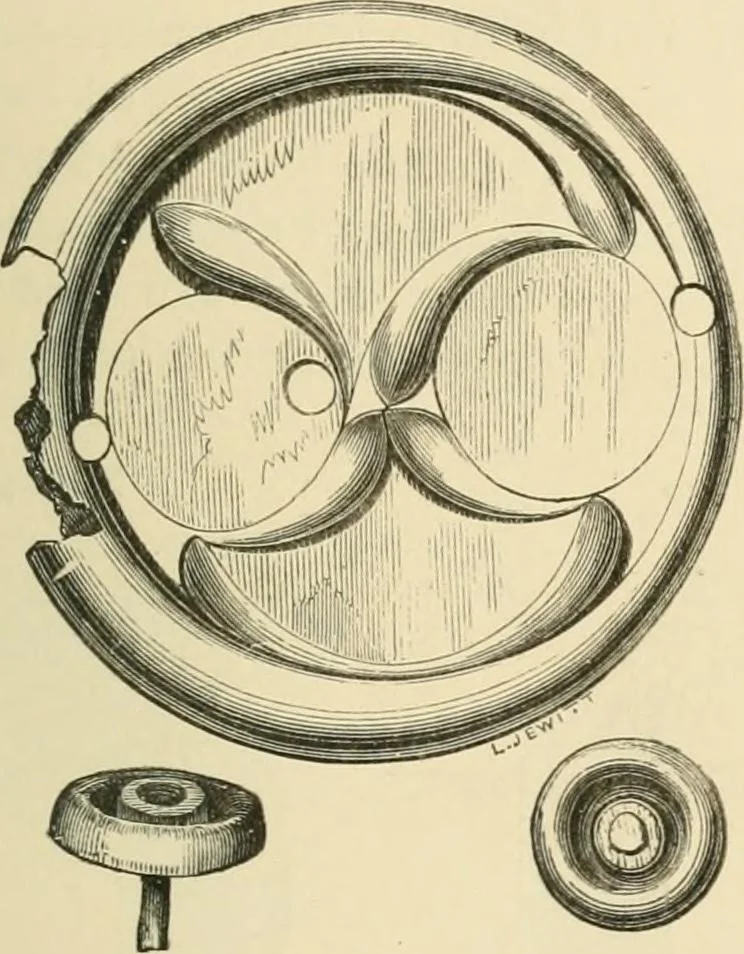 An illustration from Grave-mounds and their contents; a manual of archaeology, as exemplified in the burials of the Celtic, the Romano-British, and the Anglo-Saxon periods, 1870, leaf 293