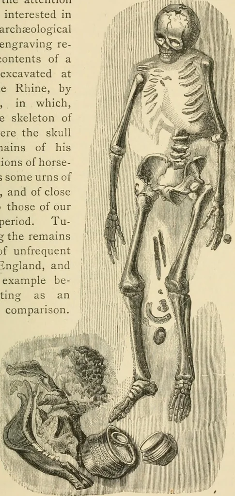 An illustration from Grave-mounds and their contents; a manual of archaeology, as exemplified in the burials of the Celtic, the Romano-British, and the Anglo-Saxon periods, 1870, leaf 295