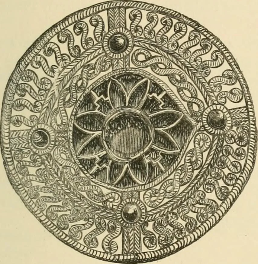 An illustration from Grave-mounds and their contents; a manual of archaeology, as exemplified in the burials of the Celtic, the Romano-British, and the Anglo-Saxon periods, 1870, leaf 299