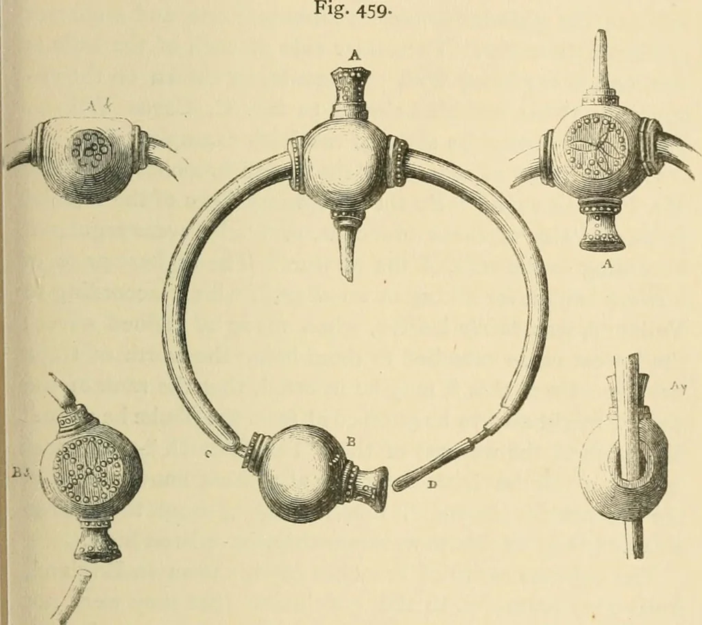 An illustration from Grave-mounds and their contents; a manual of archaeology, as exemplified in the burials of the Celtic, the Romano-British, and the Anglo-Saxon periods, 1870, leaf 307