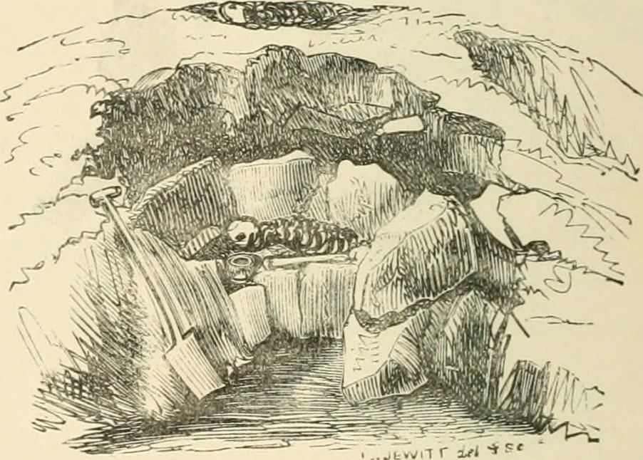 An illustration from Grave-mounds and their contents; a manual of archaeology, as exemplified in the burials of the Celtic, the Romano-British, and the Anglo-Saxon periods, 1870, leaf 48