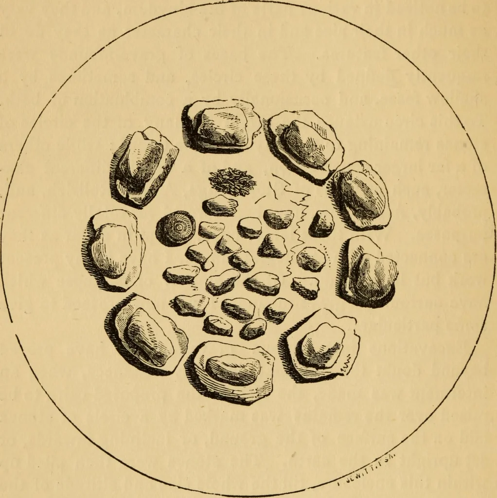 An illustration from Grave-mounds and their contents; a manual of archaeology, as exemplified in the burials of the Celtic, the Romano-British, and the Anglo-Saxon periods, 1870, leaf 102
