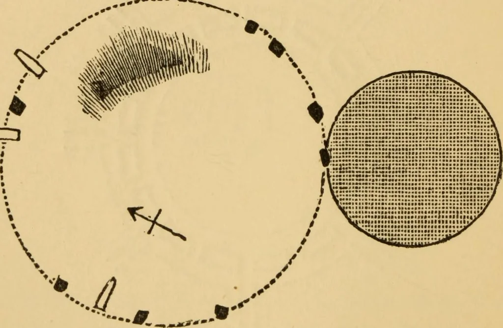 An illustration from Grave-mounds and their contents; a manual of archaeology, as exemplified in the burials of the Celtic, the Romano-British, and the Anglo-Saxon periods, 1870, leaf 108
