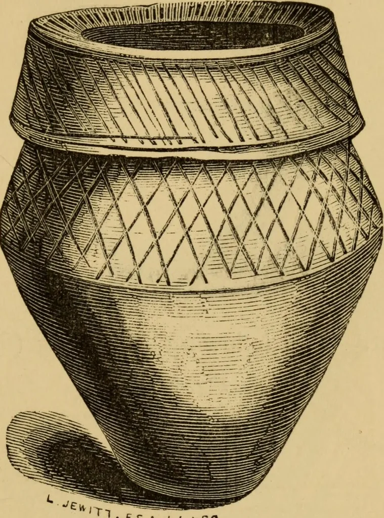An illustration from Grave-mounds and their contents; a manual of archaeology, as exemplified in the burials of the Celtic, the Romano-British, and the Anglo-Saxon periods, 1870, leaf 117