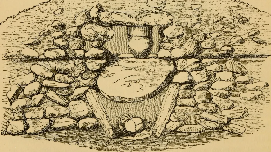 An illustration from Grave-mounds and their contents; a manual of archaeology, as exemplified in the burials of the Celtic, the Romano-British, and the Anglo-Saxon periods, 1870, leaf 118