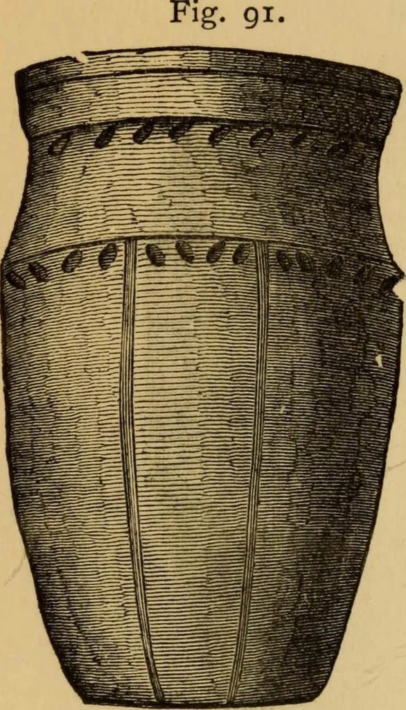 An illustration from Grave-mounds and their contents; a manual of archaeology, as exemplified in the burials of the Celtic, the Romano-British, and the Anglo-Saxon periods, 1870, leaf 121