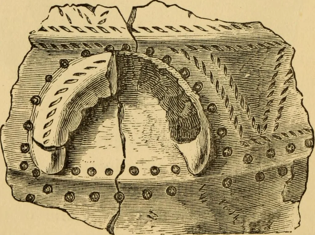 An illustration from Grave-mounds and their contents; a manual of archaeology, as exemplified in the burials of the Celtic, the Romano-British, and the Anglo-Saxon periods, 1870, leaf 126