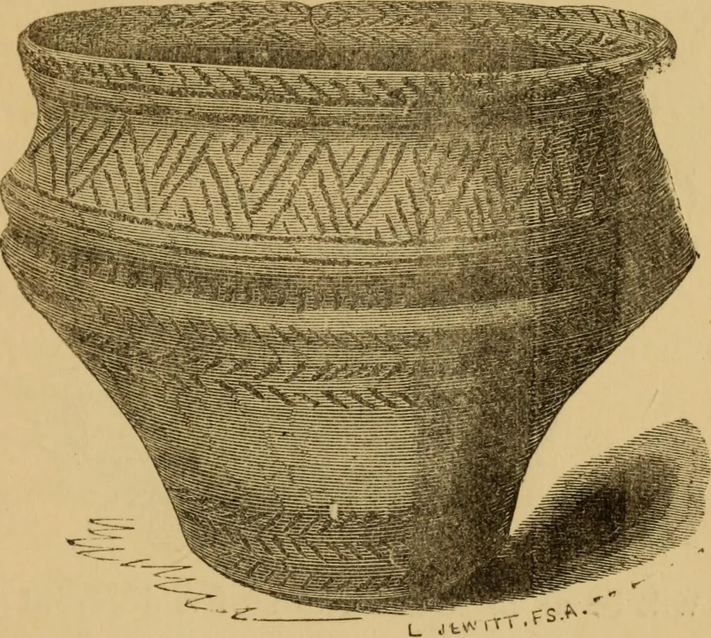 An illustration from Grave-mounds and their contents; a manual of archaeology, as exemplified in the burials of the Celtic, the Romano-British, and the Anglo-Saxon periods, 1870, leaf 129