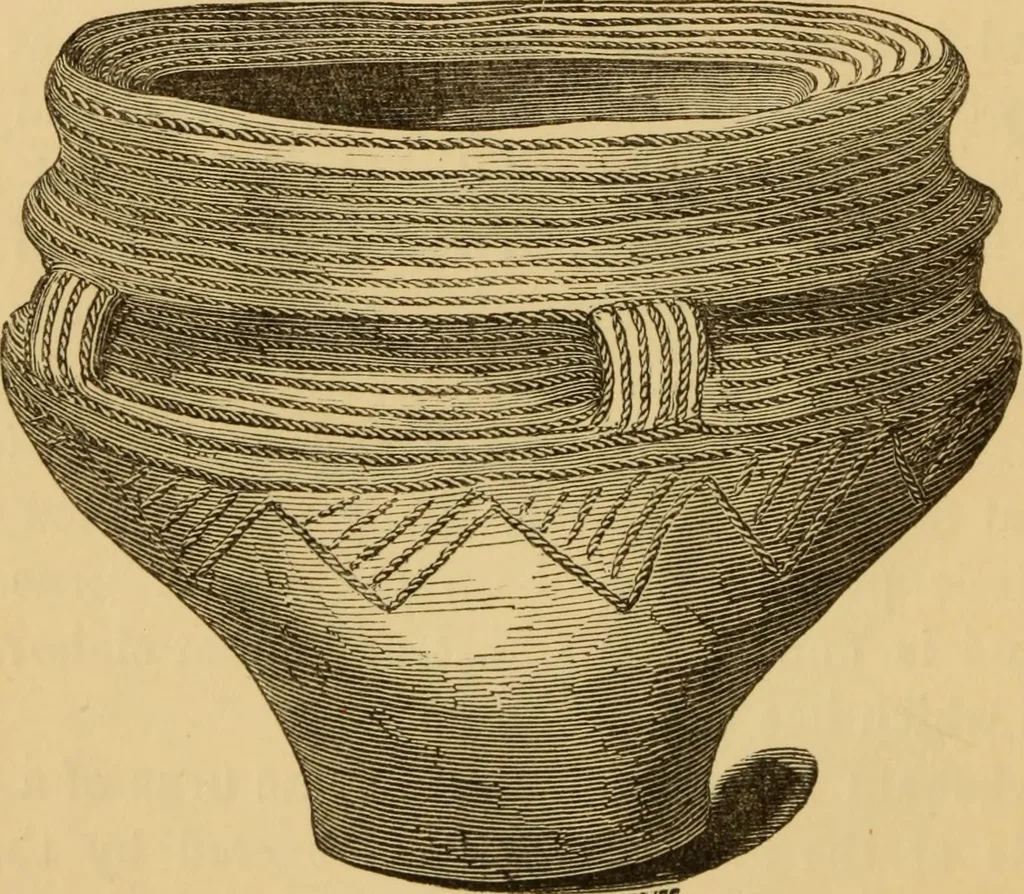 An illustration from Grave-mounds and their contents; a manual of archaeology, as exemplified in the burials of the Celtic, the Romano-British, and the Anglo-Saxon periods, 1870, leaf 130