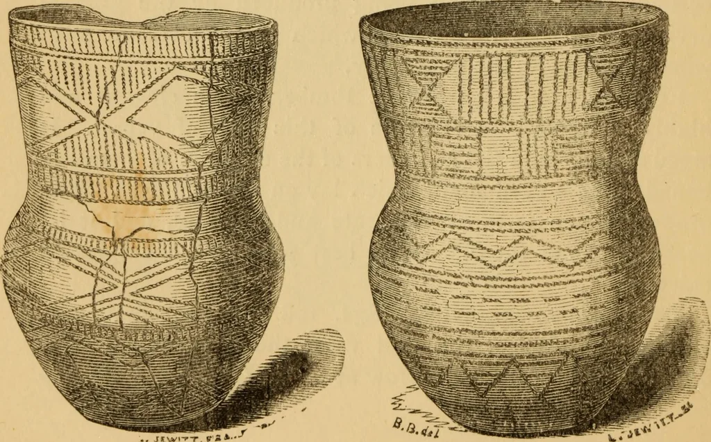 An illustration from Grave-mounds and their contents; a manual of archaeology, as exemplified in the burials of the Celtic, the Romano-British, and the Anglo-Saxon periods, 1870, leaf 132