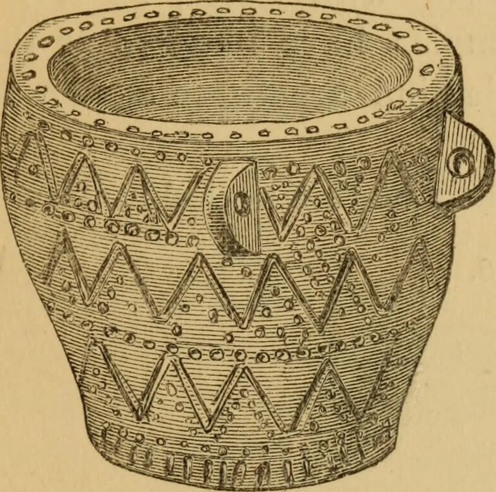 An illustration from Grave-mounds and their contents; a manual of archaeology, as exemplified in the burials of the Celtic, the Romano-British, and the Anglo-Saxon periods, 1870, leaf 137