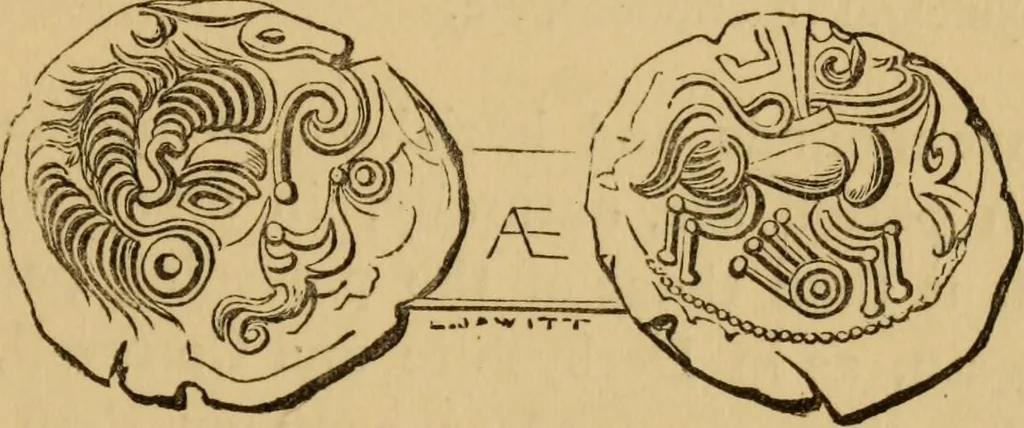 An illustration from Grave-mounds and their contents; a manual of archaeology, as exemplified in the burials of the Celtic, the Romano-British, and the Anglo-Saxon periods, 1870, leaf 163