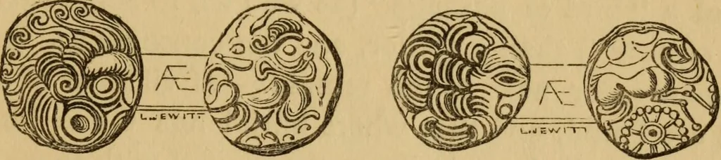 An illustration from Grave-mounds and their contents; a manual of archaeology, as exemplified in the burials of the Celtic, the Romano-British, and the Anglo-Saxon periods, 1870, leaf 163