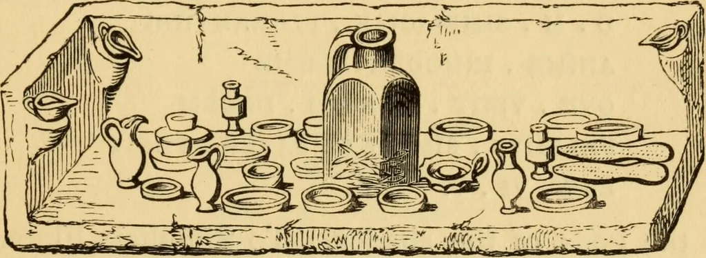An illustration from Grave-mounds and their contents; a manual of archaeology, as exemplified in the burials of the Celtic, the Romano-British, and the Anglo-Saxon periods, 1870, leaf 177
