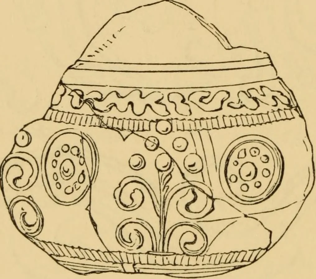 An illustration from Grave-mounds and their contents; a manual of archaeology, as exemplified in the burials of the Celtic, the Romano-British, and the Anglo-Saxon periods, 1870, leaf 186