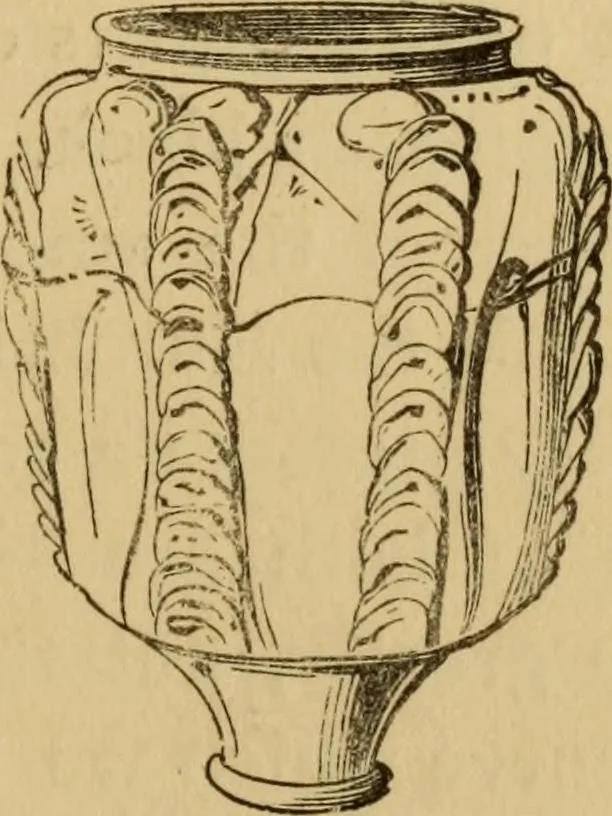 An illustration from Grave-mounds and their contents; a manual of archaeology, as exemplified in the burials of the Celtic, the Romano-British, and the Anglo-Saxon periods, 1870, leaf 191